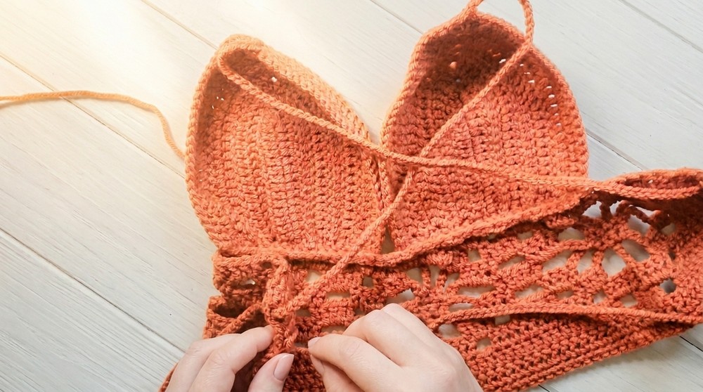 FLOWER STITCH CROP TOP CROCHET TUTORIAL 11