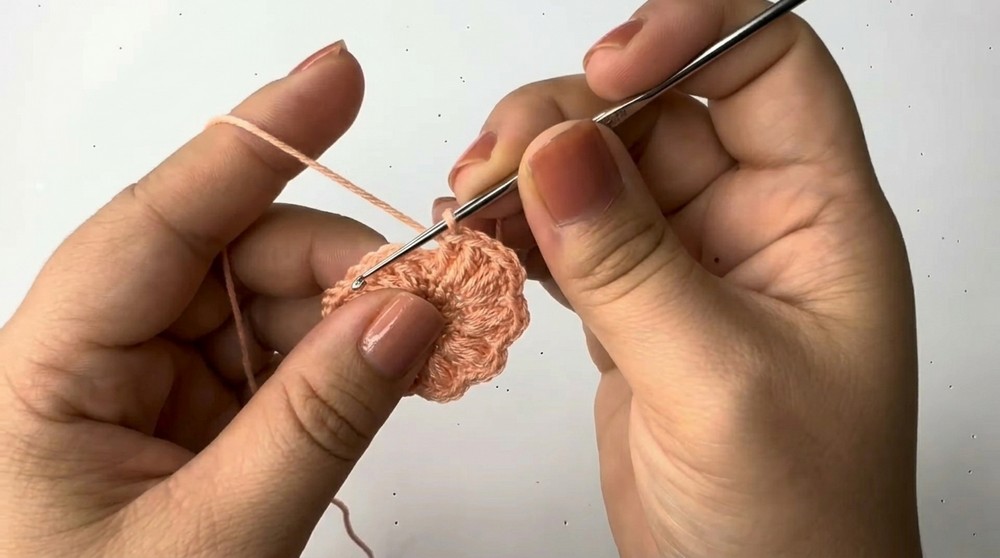 Crocheted flower with Tunisian stitches 5