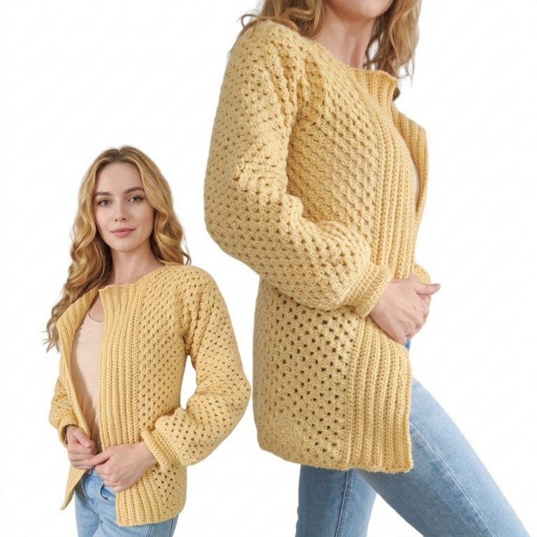 Granny Cardigan crochet tutorial, all sizes, single panel construction 7